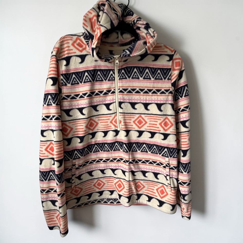 Y2K O'Neill Tribal Aztec Fleece Quarter Zip Hoodie Women's Large Surf Pullover